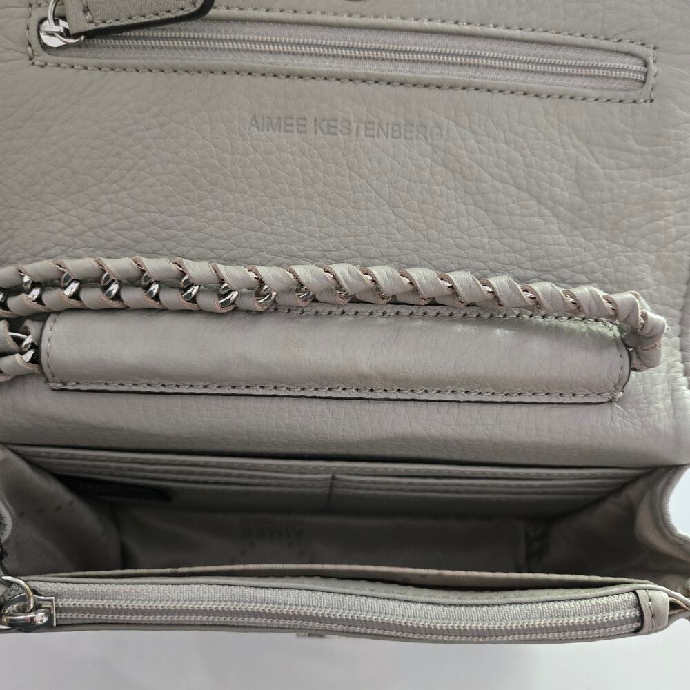 Aimee Kestenberg Quilted Leather Convertible Crossbody Clutch Chain Strap Beige - Picture 9 of 14